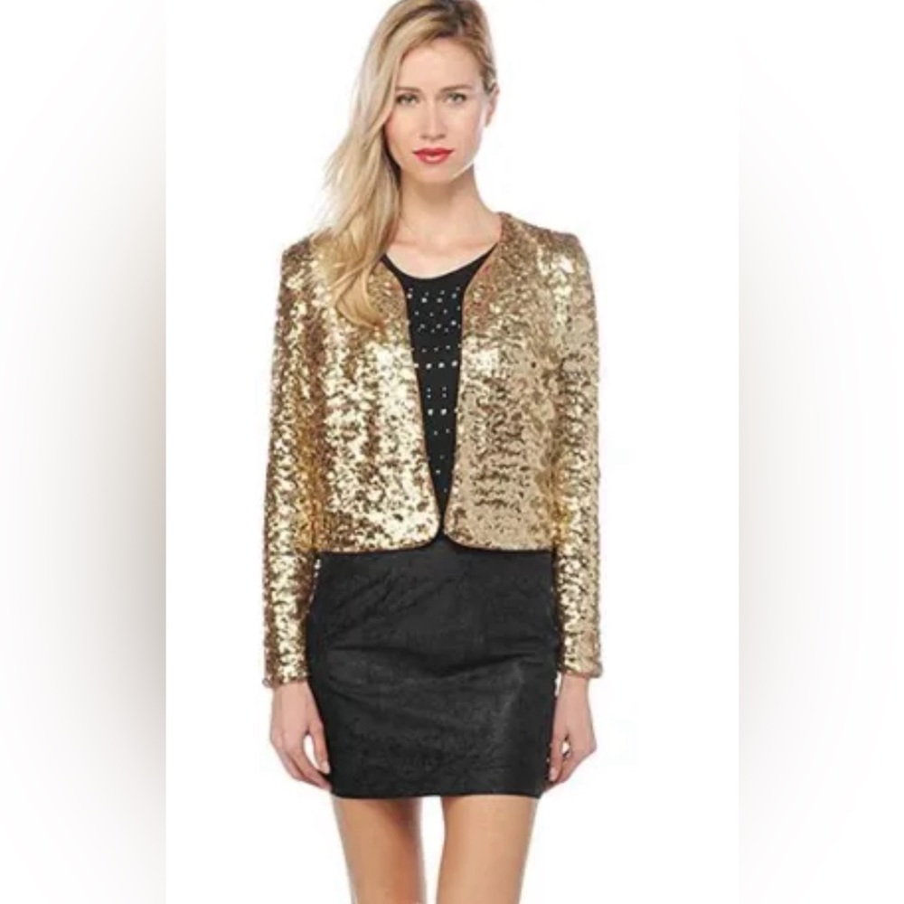 New BB Dakota Sequin Taryn Jacket * GOLD * Small